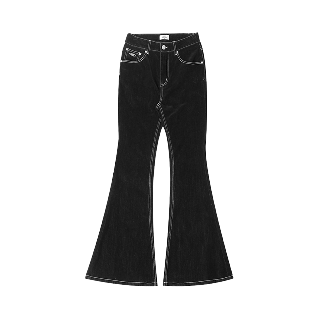 본투윈 벨벳 데님 슬림 부츠컷 팬츠 블랙