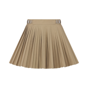 (W) Dior Cotton Gabardine Pleated Miniskirt Beige