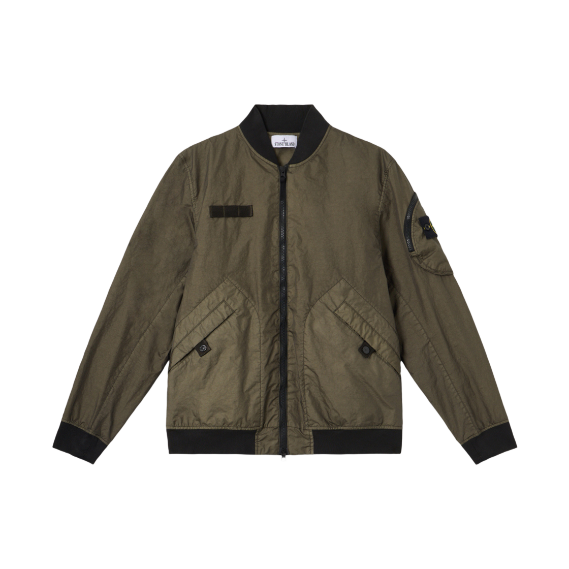 K1S1541000-04S0A21-V0054 Stone Island 4100004 Membrana 3L TC Breathable and Water Resistant Bomber Jacket with Zip Military Green - 25SS