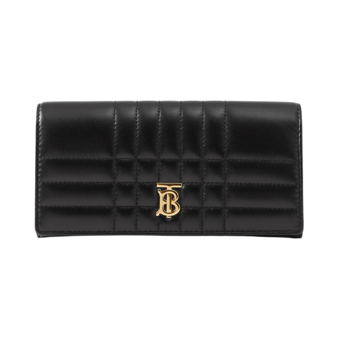 8062339 Burberry Quilted Leather Lola Continental Wallet Black Light Gold
