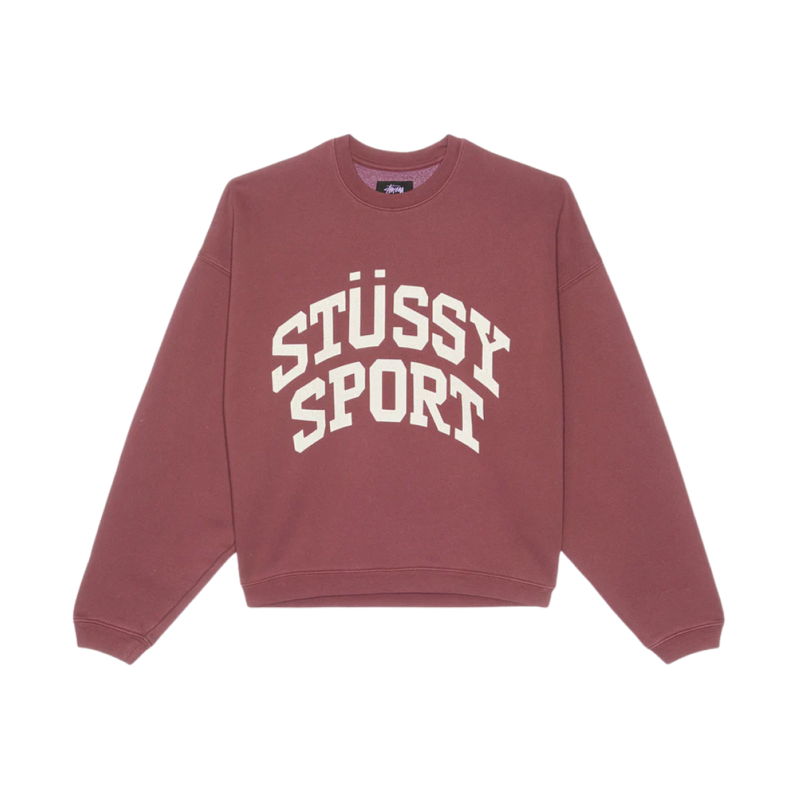 스투시 빅 크랙클 스포츠 크루 버건디