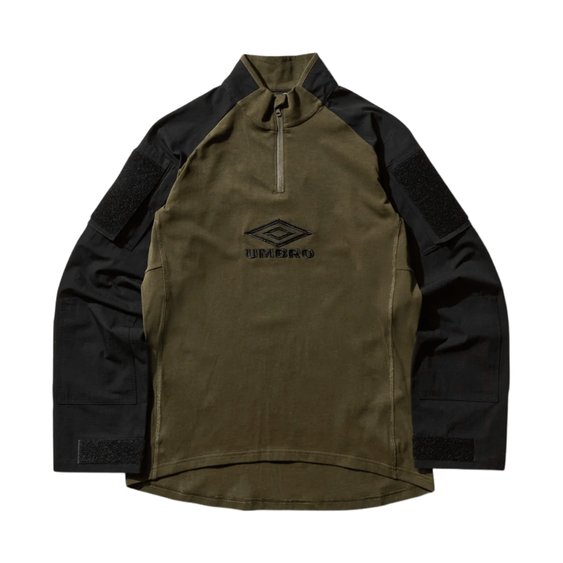 엄브로 x 슬램잼 택티컬 하프 집 스웨트셔츠 블랙 아미 그린(Umbro x Slam Jam Tactical Half Zip Sweatshirt Black Army Green) - 1