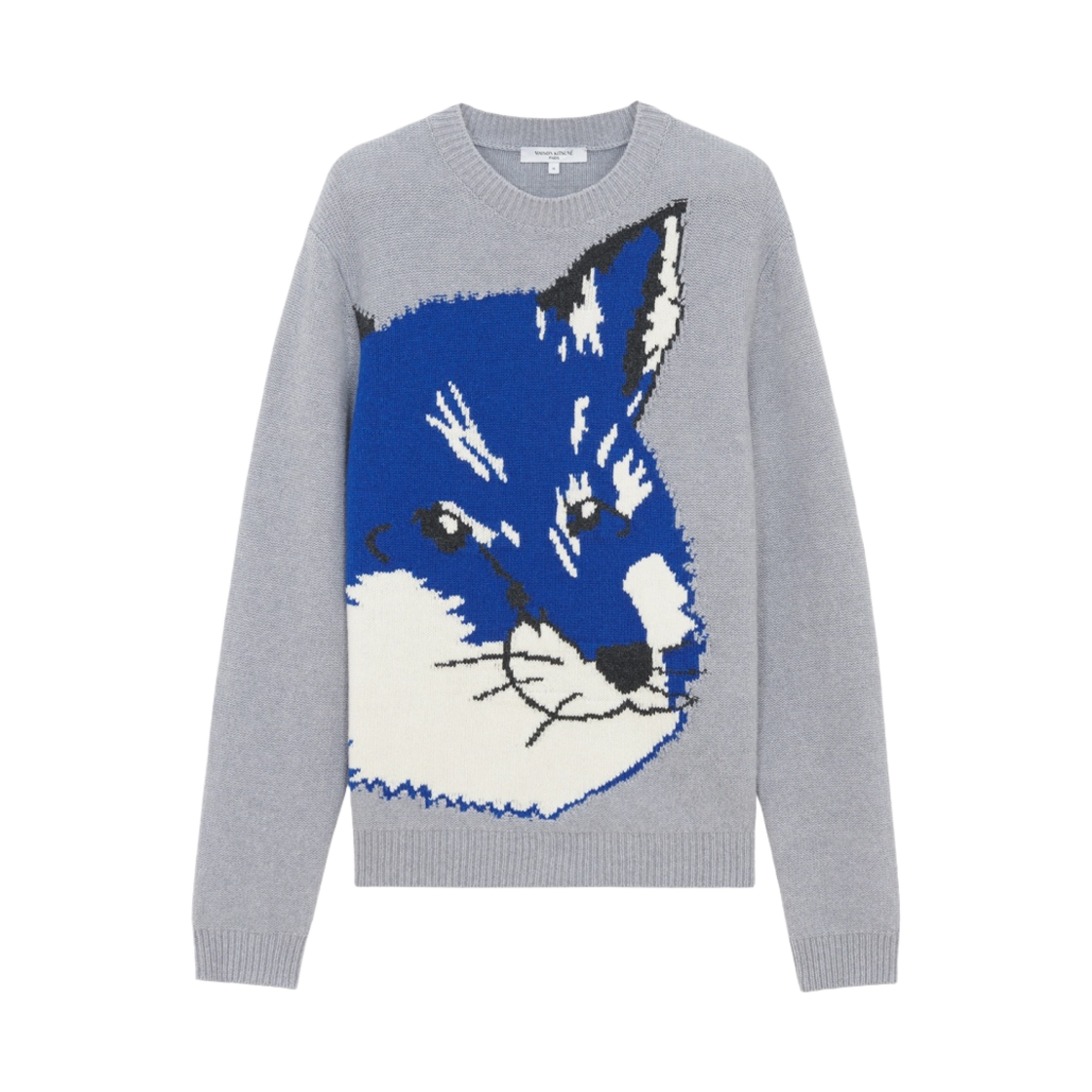 메종 키츠네 빅 폭스 헤드 자카드 풀오버 니트 그레이(Maison Kitsune Big Fox Head Jacquard Pullover Knit Grey)