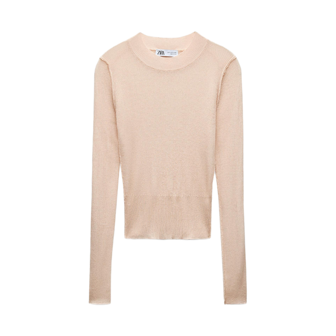 (W) 자라 x 앤드 원더 파인 니트 탑 베이지 핑크((W) Zara x And Wander Fine Knit Top Beige Pink) - 1
