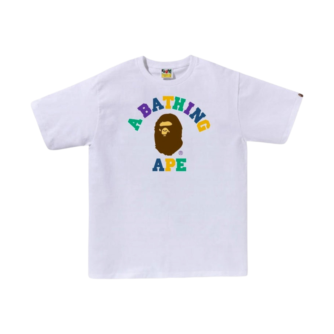 베이프 컬러 컬리지 티셔츠 화이트