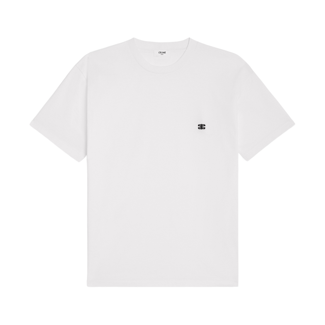 2X04I671Q-01OB Celine Triomphe Loose T-Shirt in Cotton Jersey Off White Black