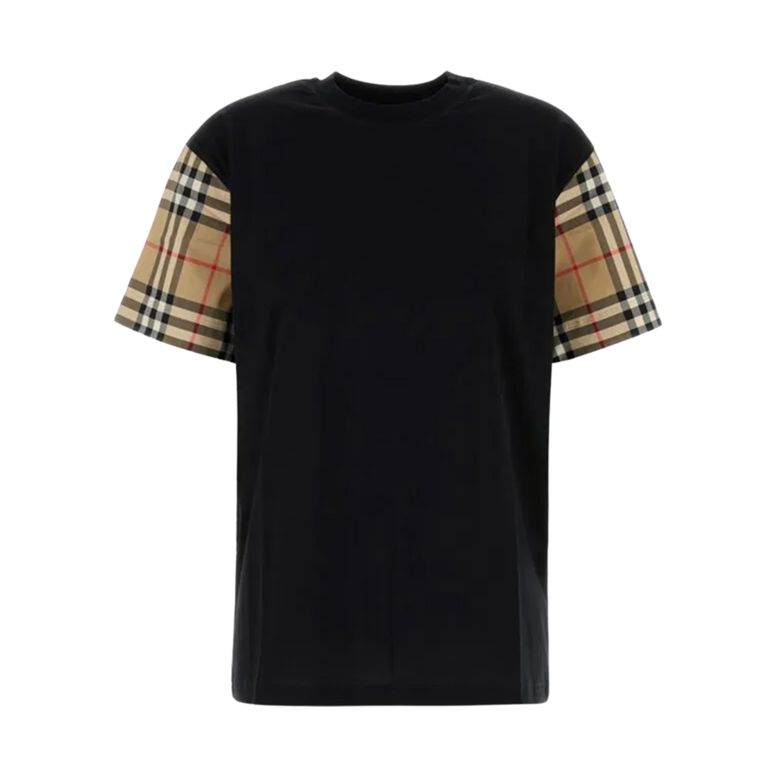 버버리 체크 코튼 티셔츠 블랙(Burberry Check Cotton T-Shirt Black) - 2