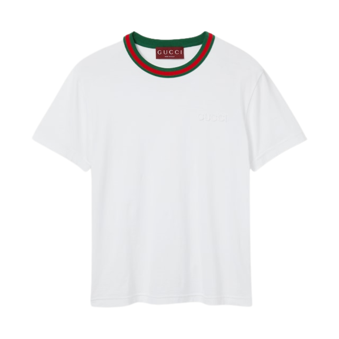 (W) 구찌 웹 저지 티셔츠 화이트((W) Gucci Jersey T-Shirt with Web White)