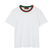 (W) Gucci Jersey T-Shirt with Web White