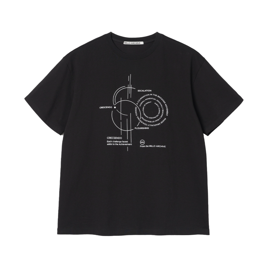 밀로 아카이브 크레이프 크레센도 티셔츠 블랙