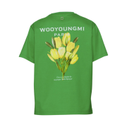 Wooyoungmi Flower Print Back Logo T-Shirt Green - 22SS