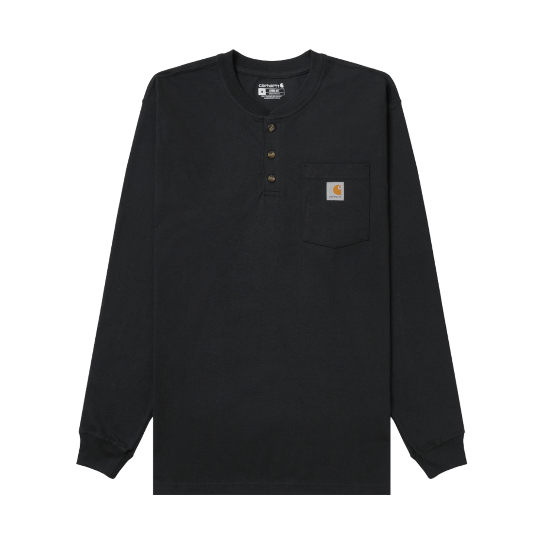 칼하트 헨리 레귤러 롱슬리브 포켓 티셔츠 블랙(Carhartt Henley Regular Long Sleeve Pocket T-Shirt Black)
