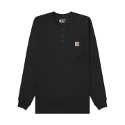 Carhartt Henley Regular Long Sleeve Pocket T-Shirt Black