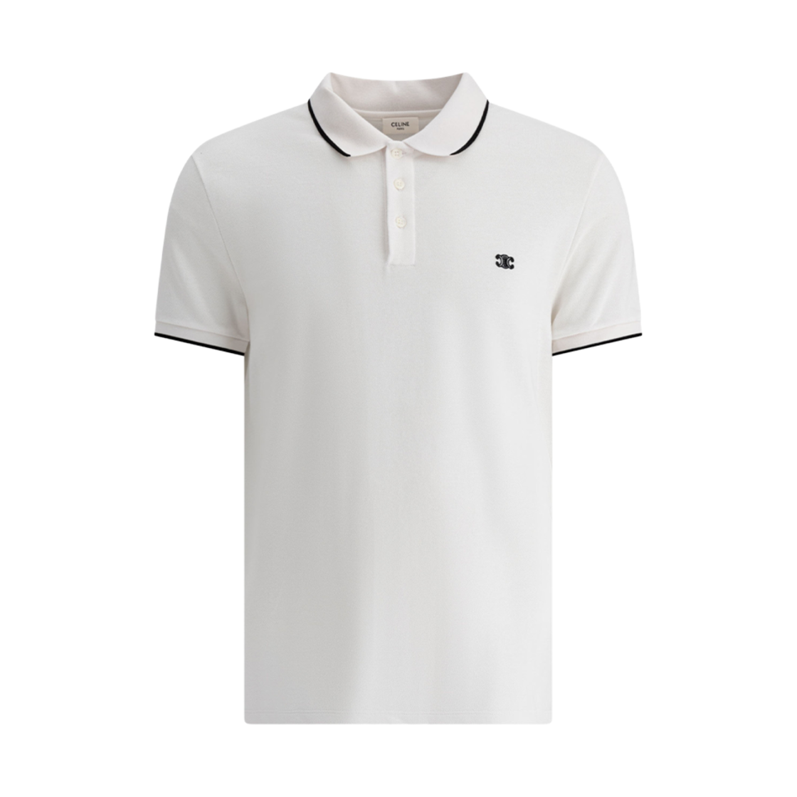 셀린느 코튼 피케 클래식 폴로 셔츠 오프 화이트 블랙(Celine Classic Polo Shirt in Cotton Pique Off White Black)