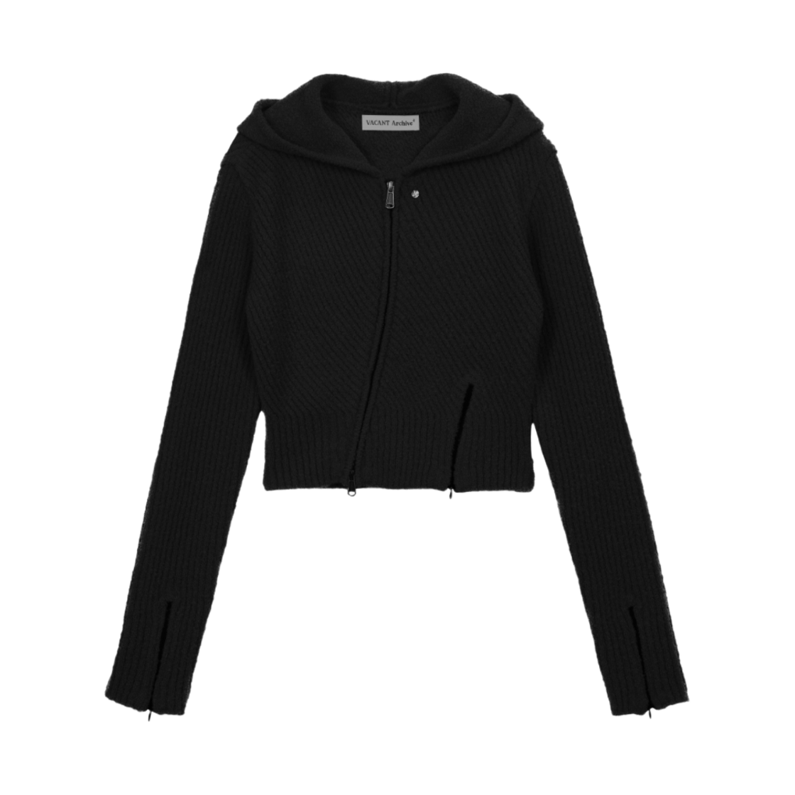 베이컨트 아카이브 모로 니티드 후디 집업 블랙(Vacant Archive Moro Knitted Hoodie Zip-Up Black)