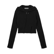 Vacant Archive Moro Knitted Hoodie Zip-Up Black