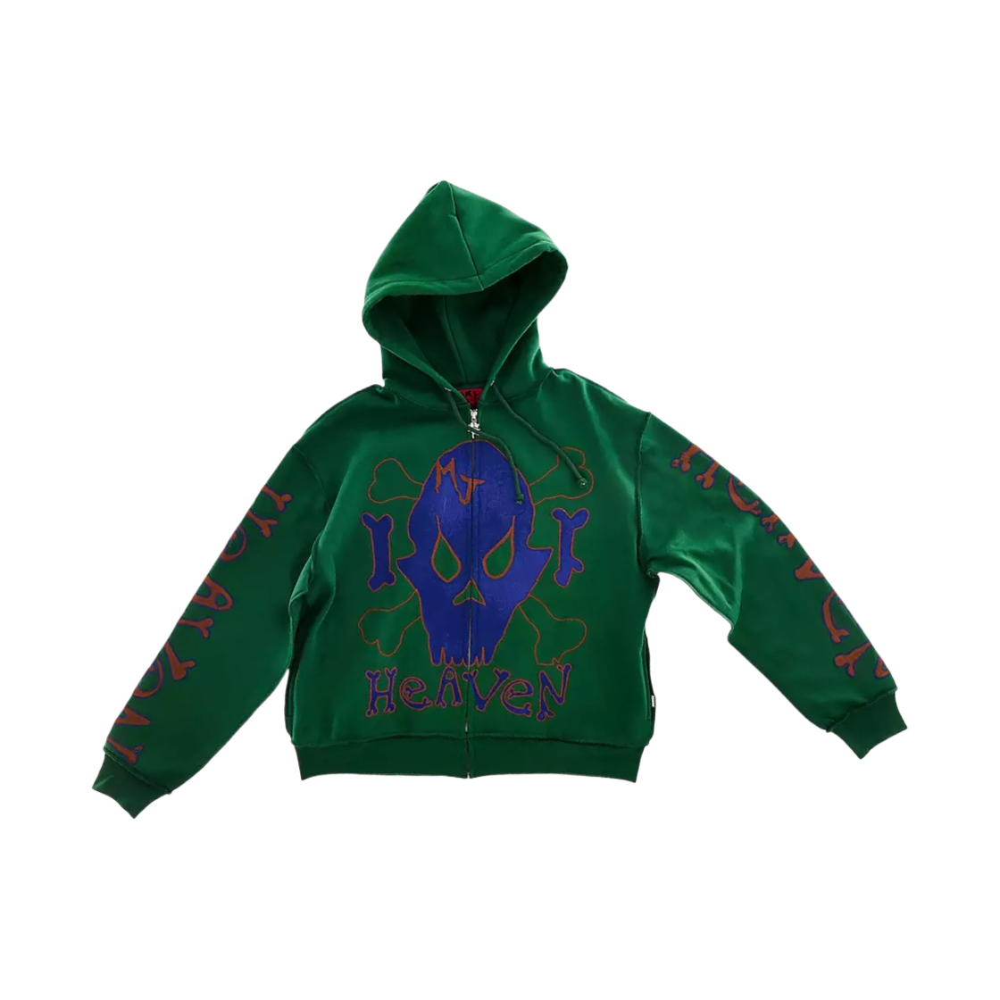 3S3RTP009C07 Heaven by Marc Jacobs Skull Zip Up Hoodie Dark Green