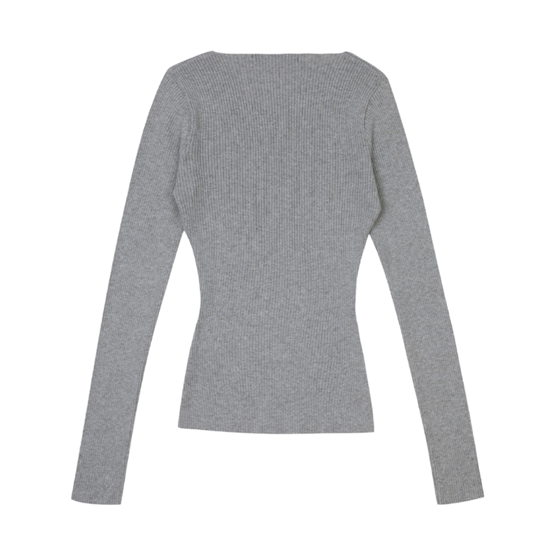 (W) 보헤미안 서울 버튼 브이넥 슬릿 니트 멜란지 그레이((W) Bohemian Seoul Button V-Neck Slit Knit Melange Gray) - 2