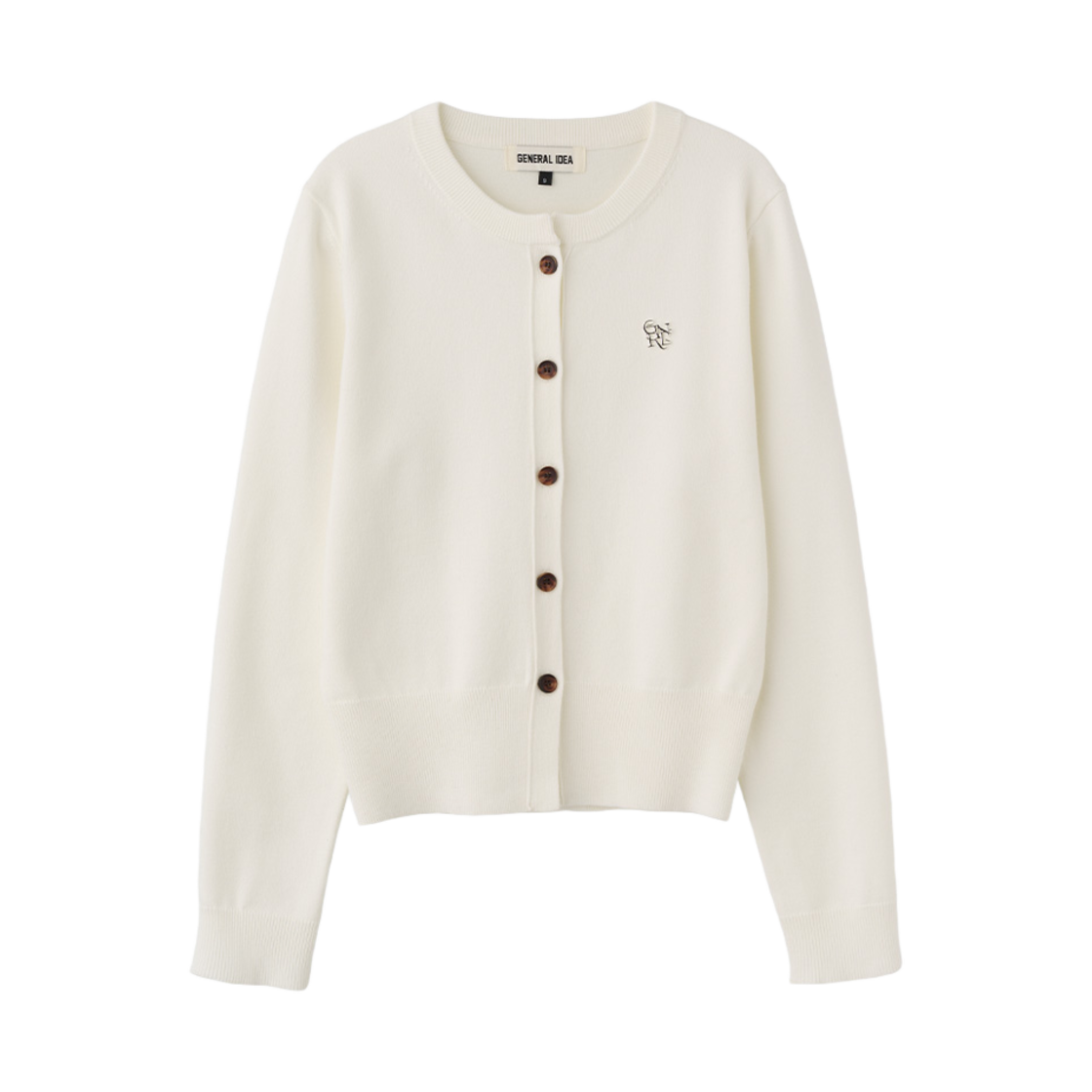 제너럴아이디어 우먼 에센셜 크루넥 가디건 화이트(General Idea woman essential crew neck cardigan white) - 1