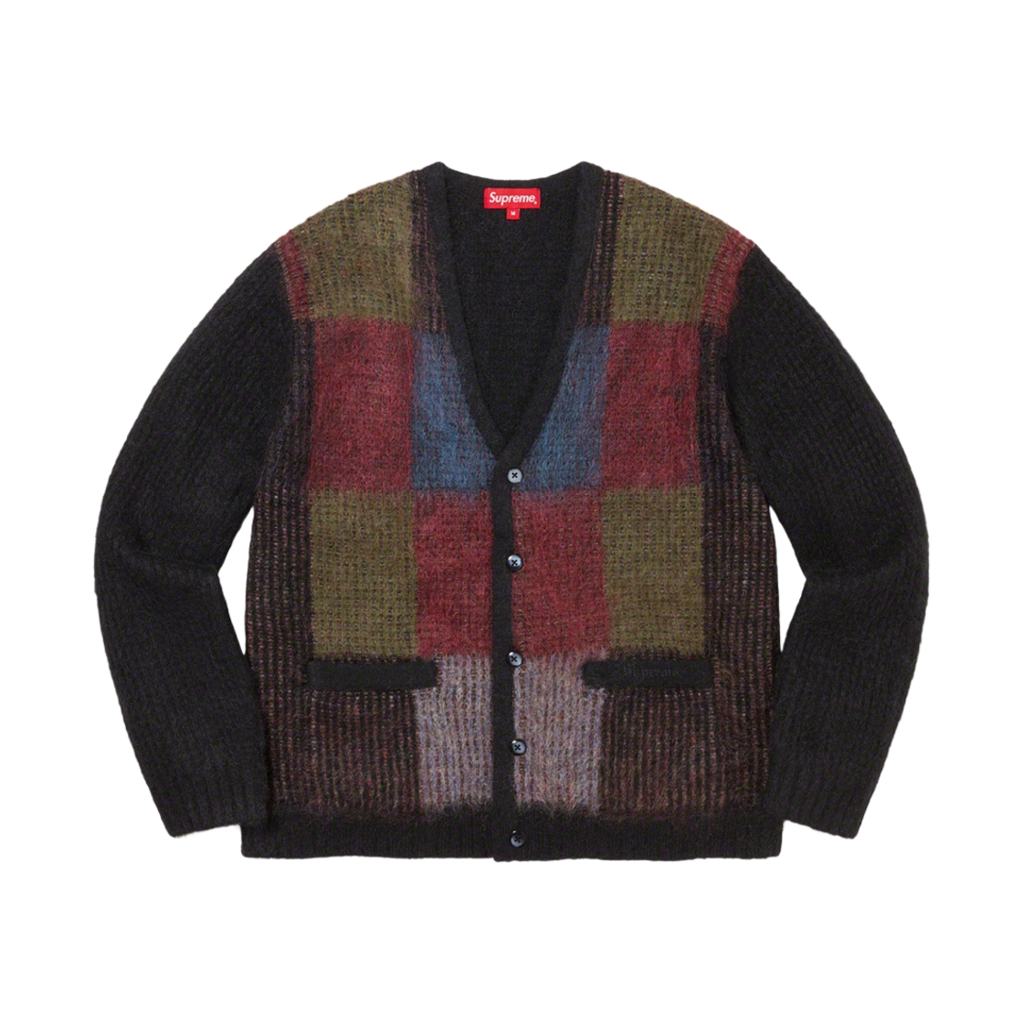 슈프림 브러쉬드 그리드 가디건 블랙 - 22SS