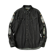 Kapital 8 oz. Denim Western Gemstone Long Sleeve Shirt Black