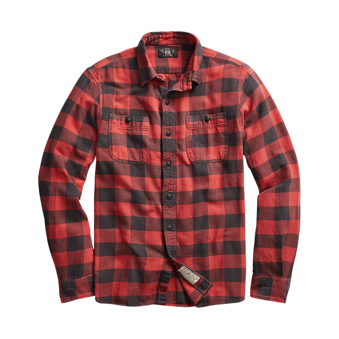 538585 Double RL Plaid Twill Work Shirt Red Black