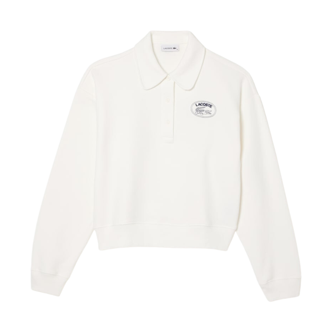 (W) 라코스테 폴로 스웨트셔츠 화이트((W) Lacoste Polo Sweatshirt White) - 1