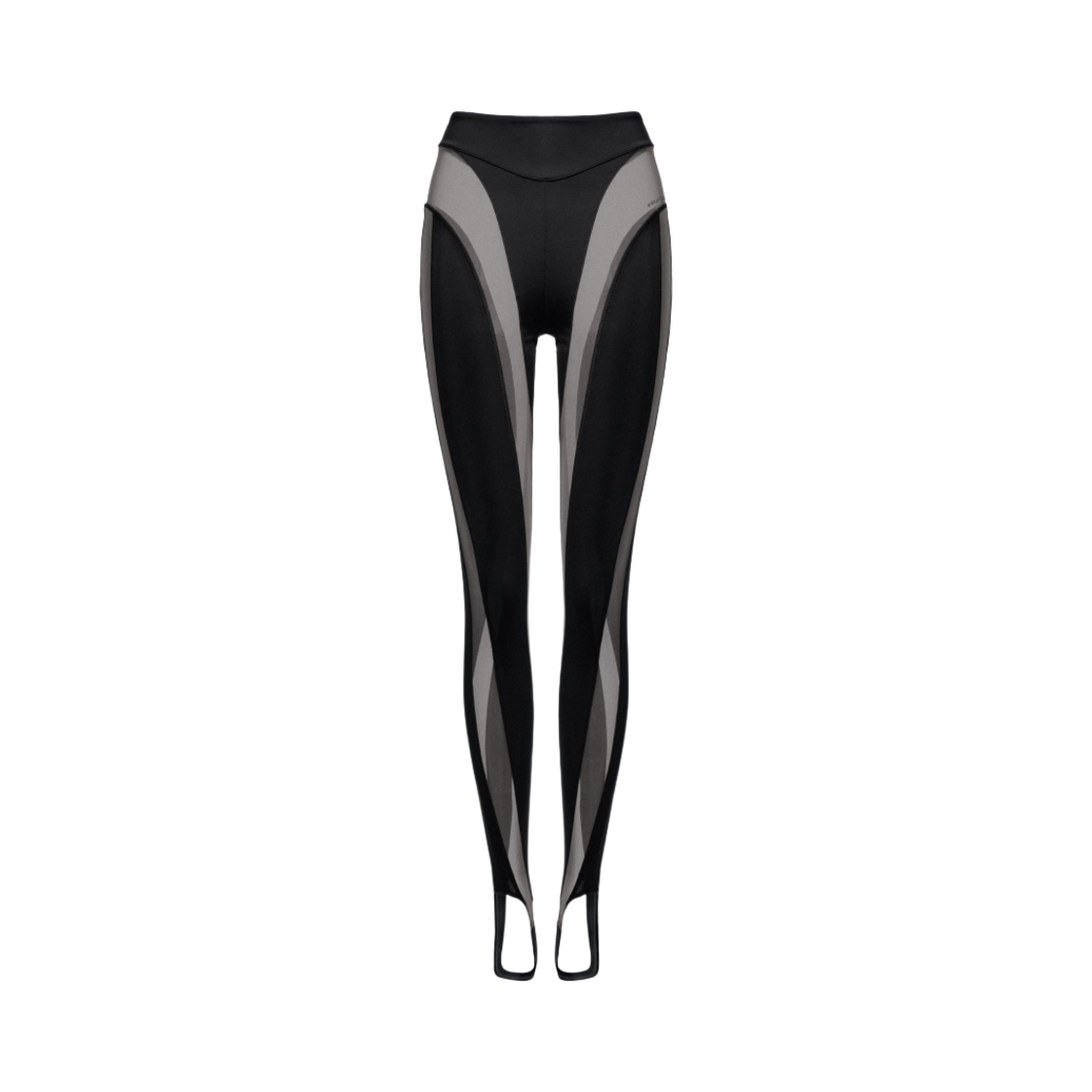 (W) 에이치앤엠 x 뮈글러 메쉬 패널 스터럽 레깅스 블랙((W) H&M x Mugler Mesh Panel Stirrup Leggings Black)