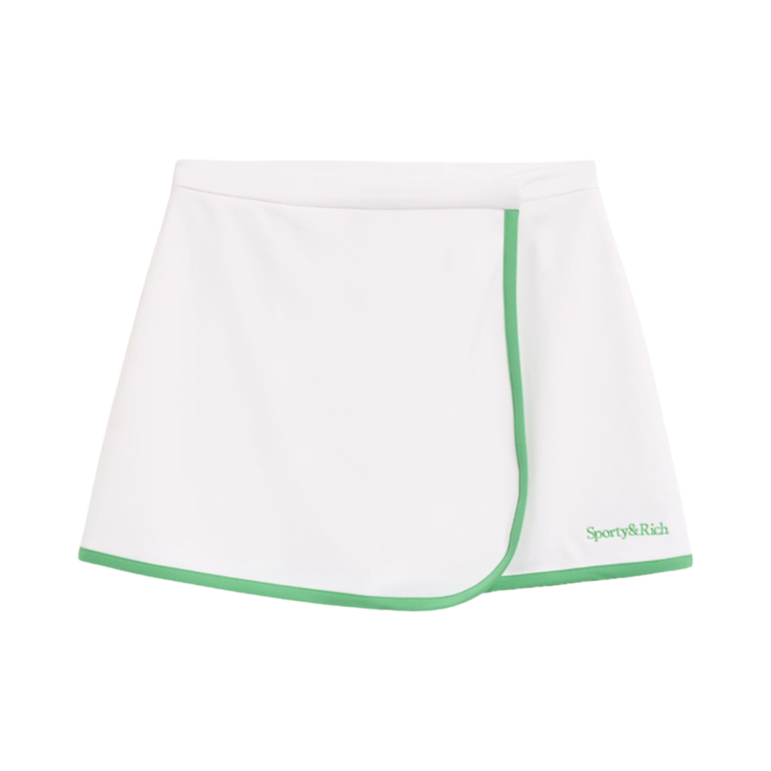 (W) 스포티 앤 리치 세리프 로고 자수 랩 스커트 화이트((W) Sporty & Rich Serif Logo Embroidered Wrap Skirt White)