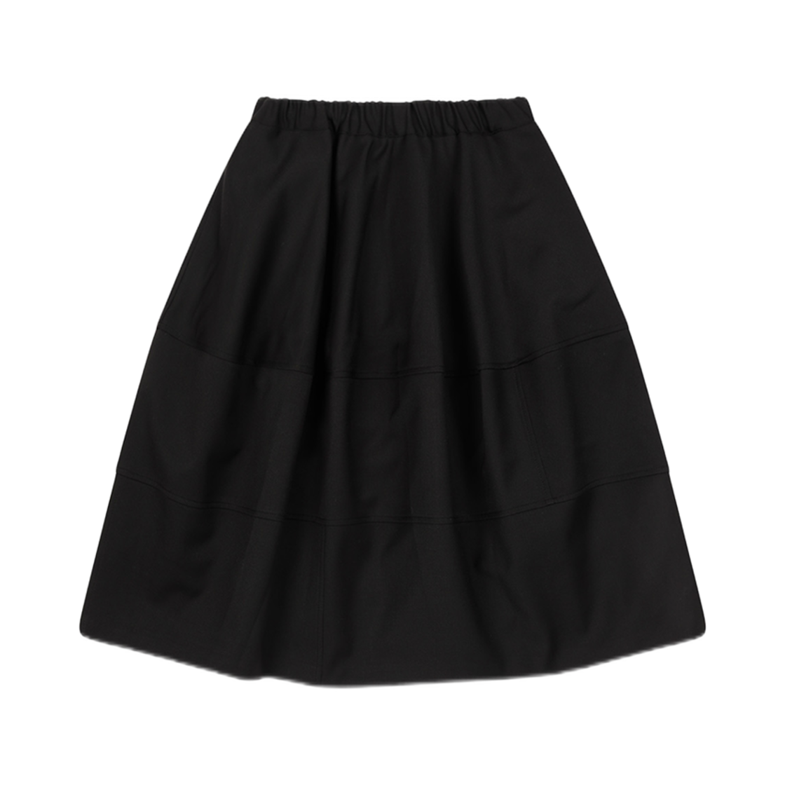 오헤시오 벌룬 밴딩 미디 스커트 블랙