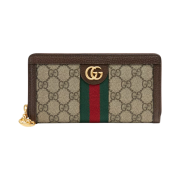 Gucci Ophidia GG Supreme Zipper Wallet Beige Ebony