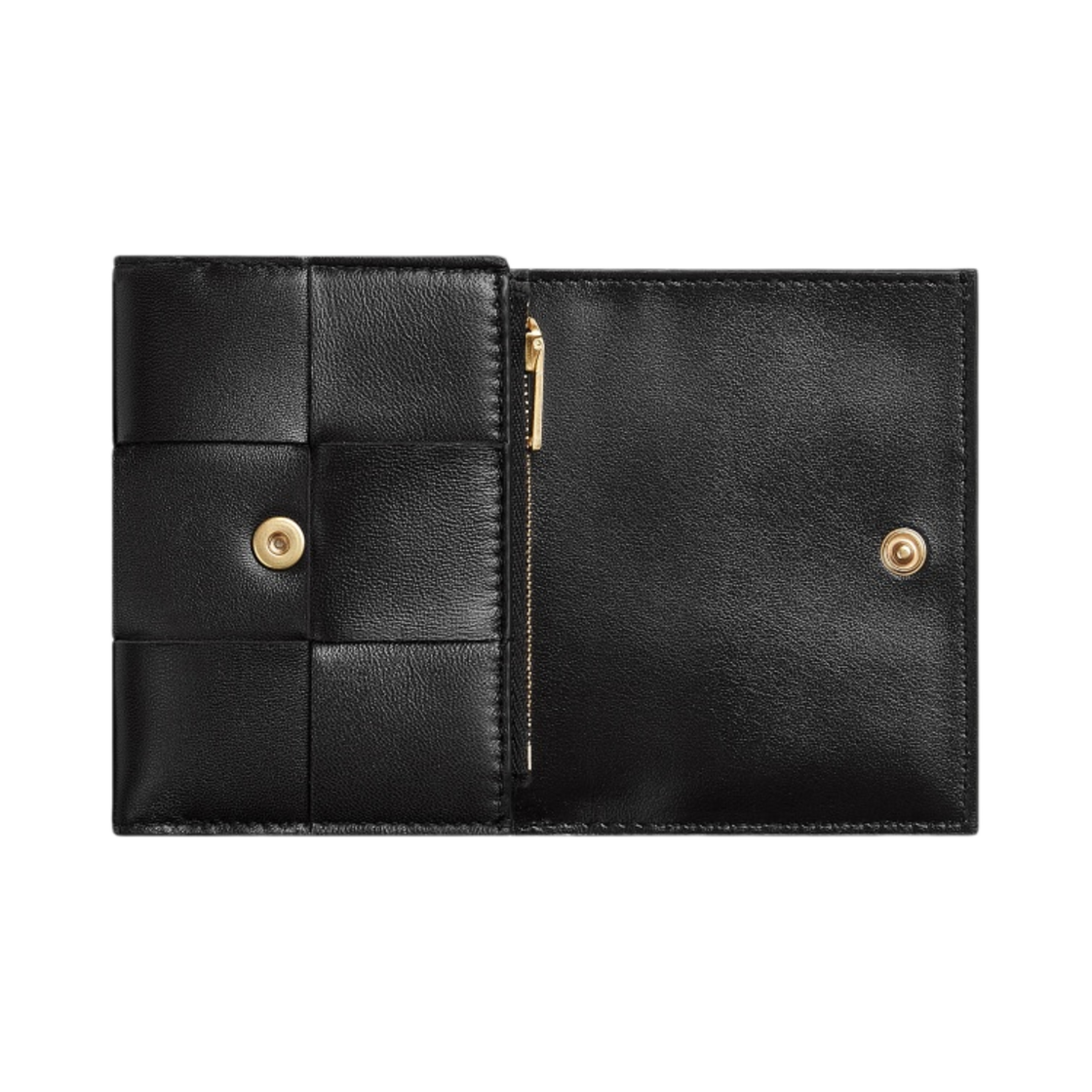 보테가 베네타 트라이폴드 지퍼 지갑 블랙(Bottega Veneta Tri-Fold Zip Wallet Black) - 2