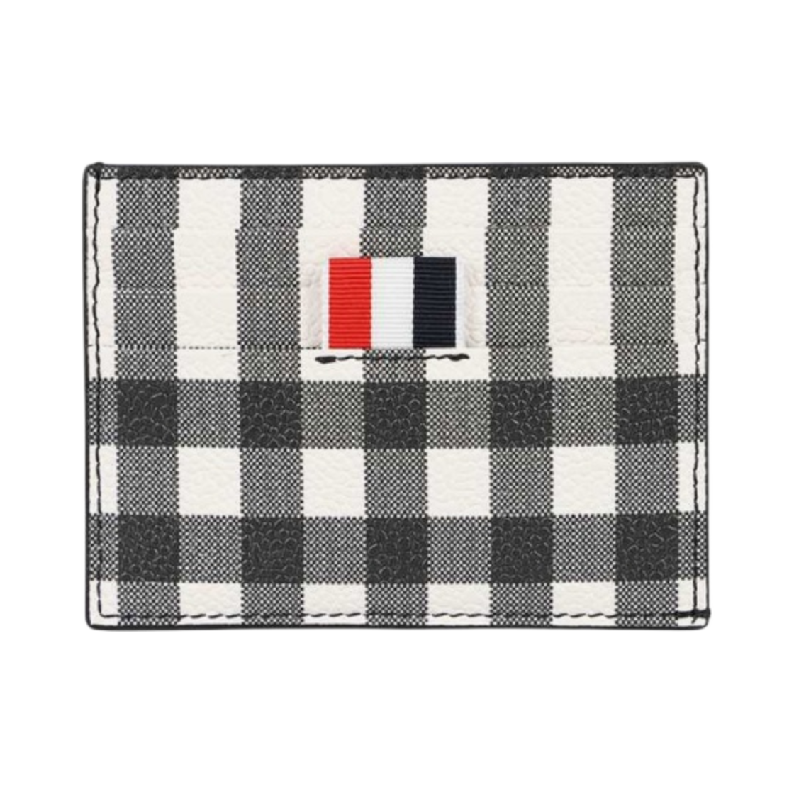 MAW031L-07917-980 Thom Browne Gingham Print on Caviar Single Card Holder Black White