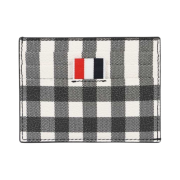 Thom Browne Gingham Print on Caviar Single Card Holder Black White