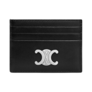 Celine Triomphe Card Holder in Shiny Calfskin Black