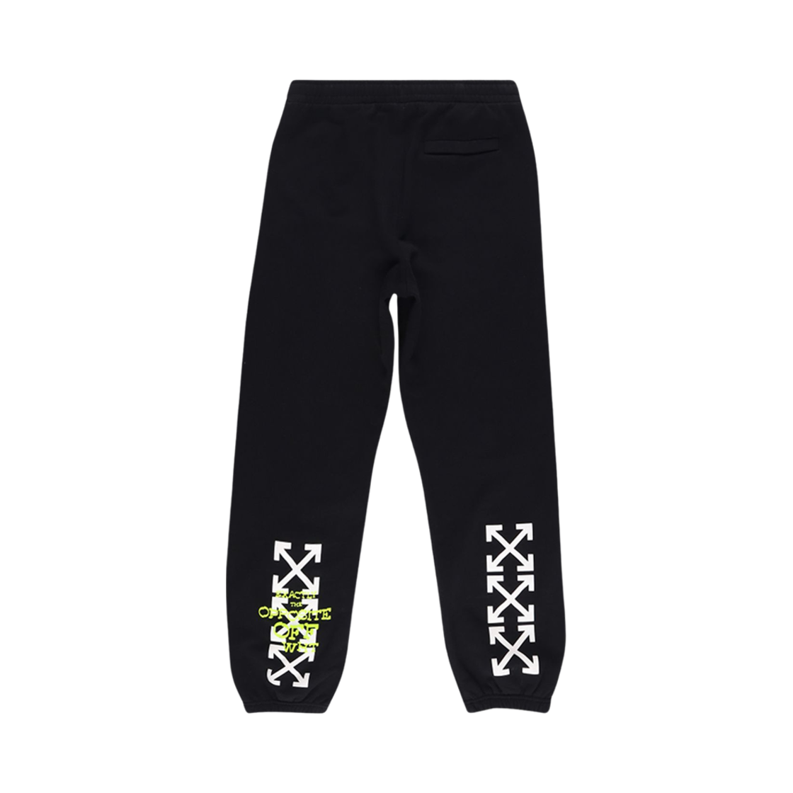 오프화이트 오퍼사이트 애로우 슬림 스웨트팬츠 블랙 라임(Off-White Opposite Arrow Slim Sweatpants Black Lime)