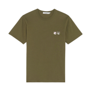 Maison Kitsune Double Monochrome Fox Head Patch Embroidered Classic T-Shirt Khaki Grey