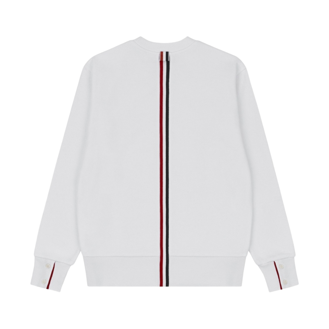 (W) 톰브라운 클래식 루프백 센터 백 RWB 스트라이프 크루넥 스웨트셔츠 화이트((W) Thom Browne Classic Loopback with Center Back RWB Stripe Crewneck Sweatshirt White) - 2