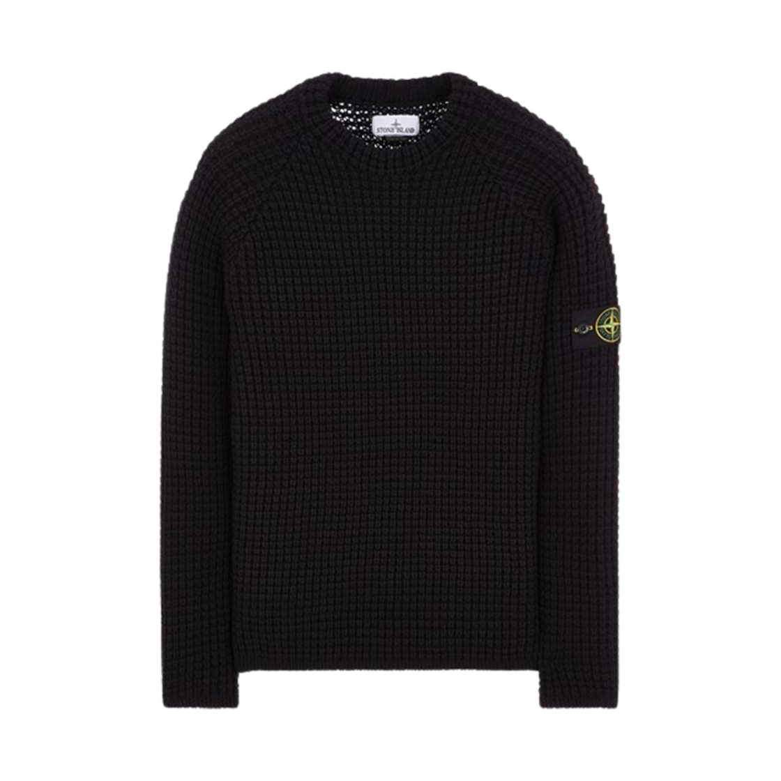 7915502D5-V0029 Stone Island 502D5 Knotted Ribbed Stitch Pure Wool Crewneck Knit Black - 23FW