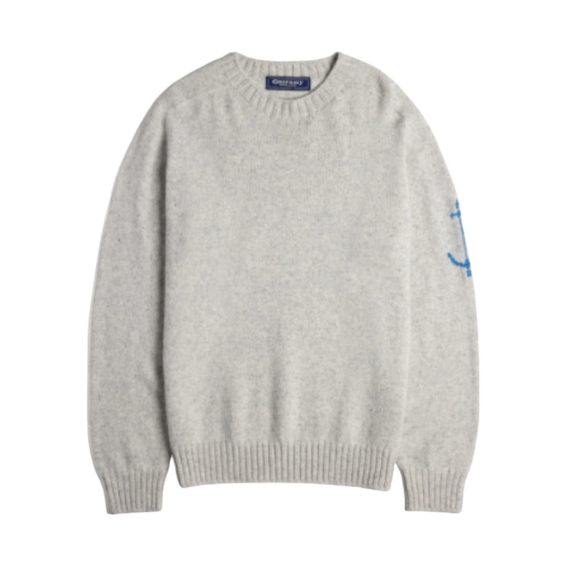 - Guernsey Woollens Alpaca Wholegarment Crewneck Saddle Sweater Light Grey
