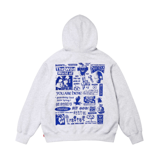 Supreme Wild Embroidered Hooded Sweatshirt Ash Grey - 24FW
