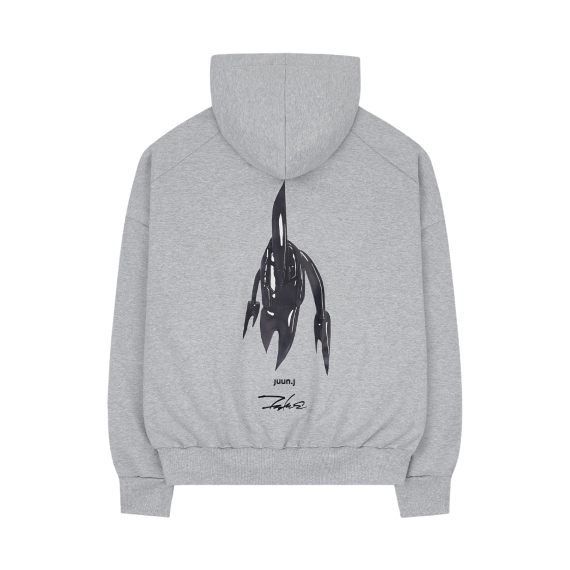 준지 x 하이브 인사이트 x 퓨추라 시그니쳐 오버사이즈 후드 스웨트셔츠 그레이(Juun.J x Hybe Insight x Futura Signature Oversized Hooded Sweatshirt Grey)