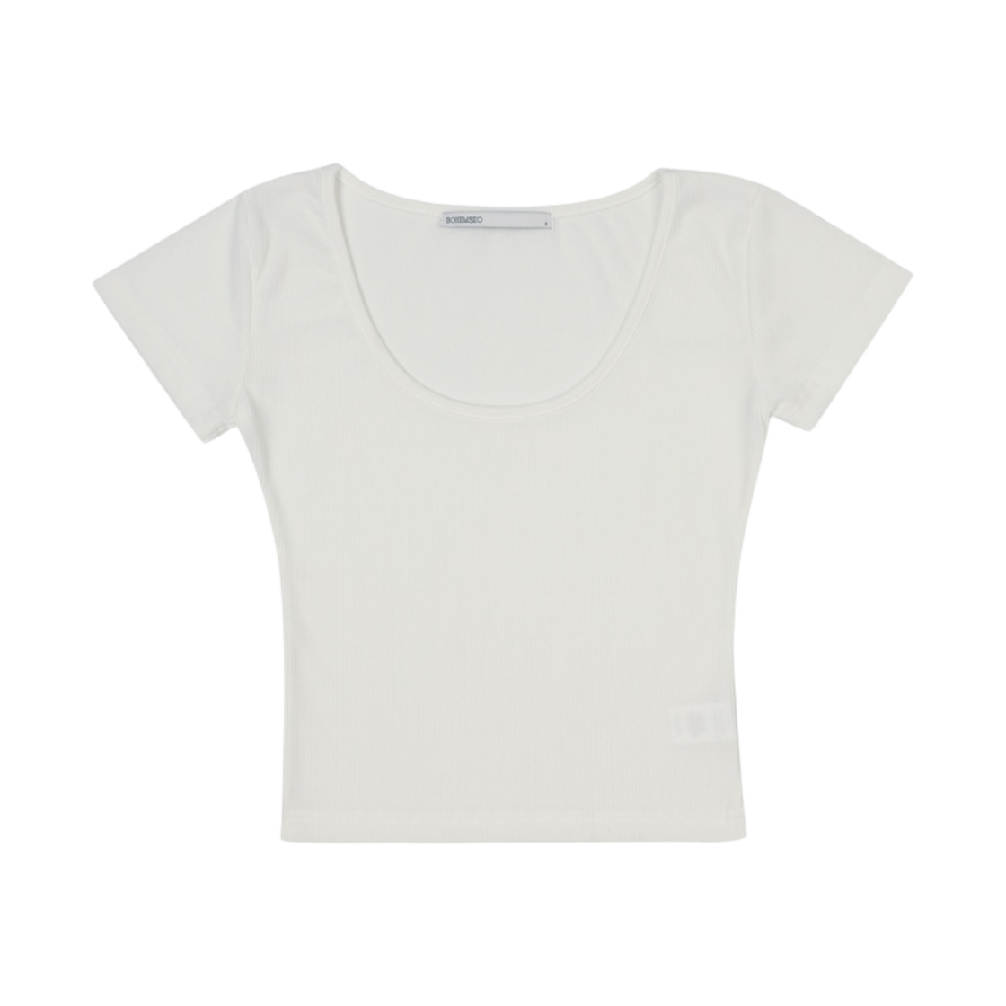 (W) 보헤미안 서울 베이직 하프 립 티셔츠 아이보리((W) Bohemian Seoul Basic Half Ribbed T-Shirts Ivory) - 1