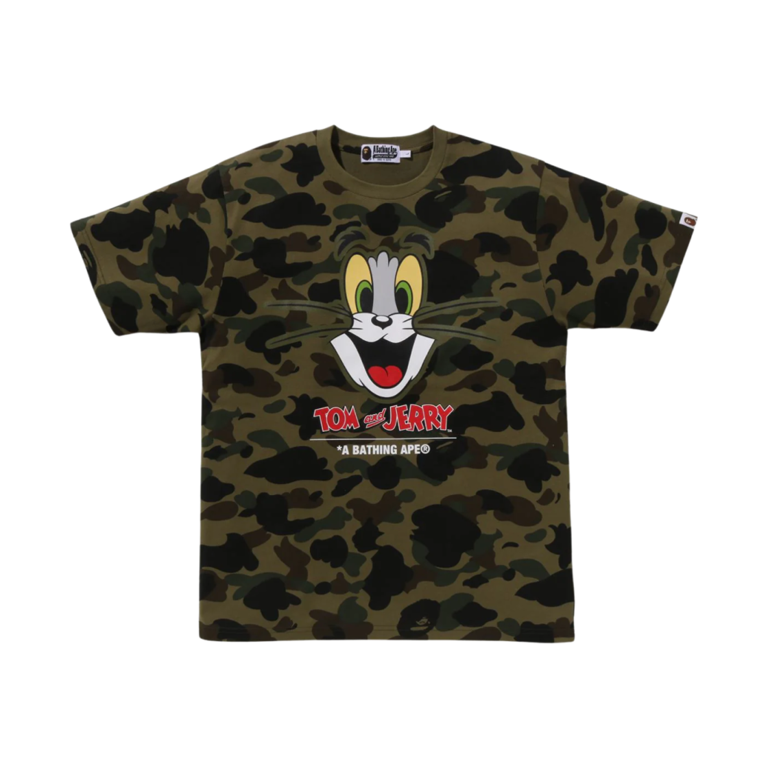 베이프 x 톰과 제리 85주년 퍼스트 카모 티셔츠 그린(BAPE x Tom & Jerry 85th Anniversary 1st Camo T-Shirt Green)