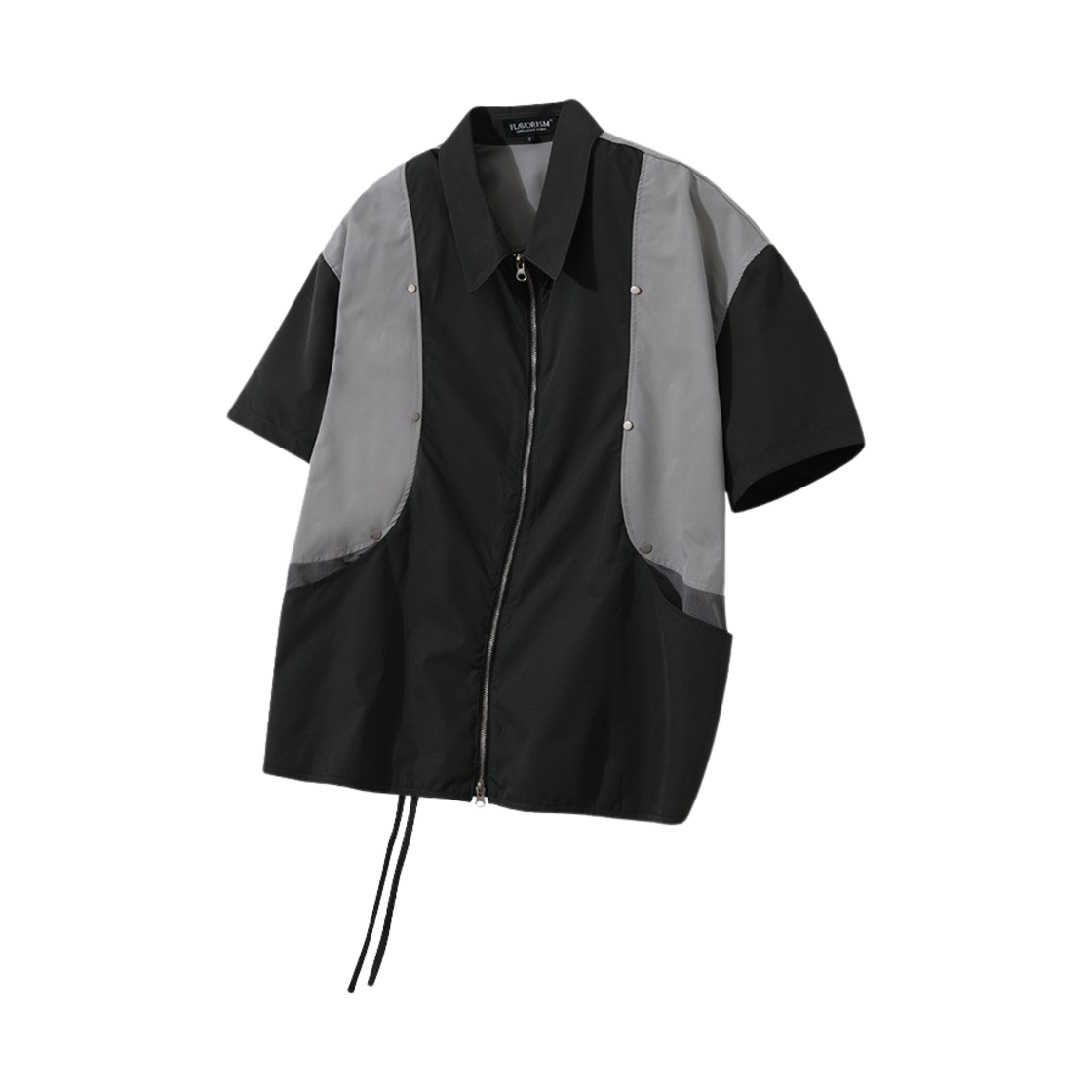 TO0019-1 Flavorism Curved Pocket Zip-up Shirt Gray