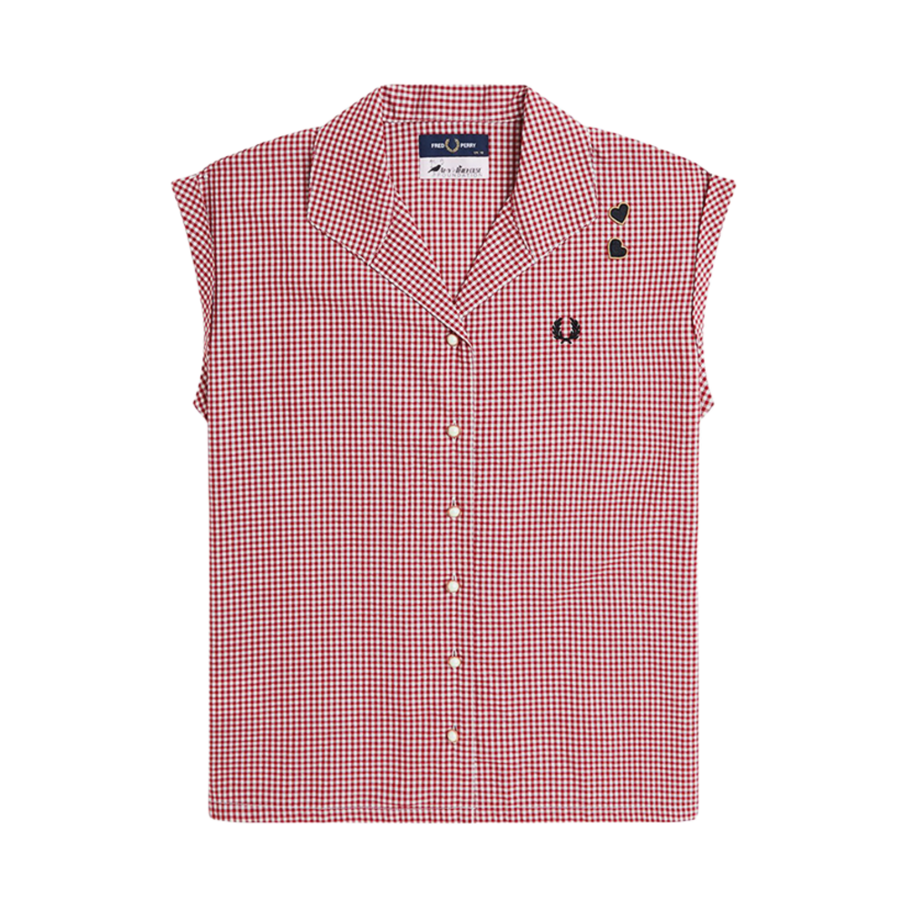 AFPF251G103-M02 Fred PerryxAmy Winehouse Open Collar Gingham Shirt Burnt Red