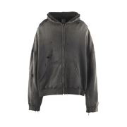 Saint Mxxxxxx Double Face Zip Up Hoodie Chacoal - 24FW