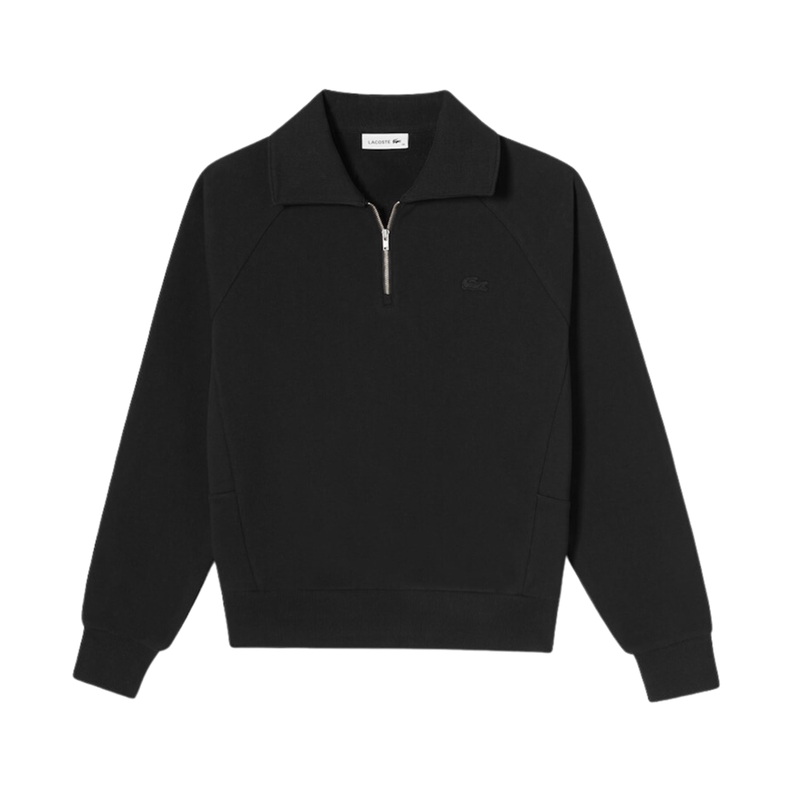 (W) 라코스테 하프 집업 스웨트셔츠 블랙((W) Lacoste Half Zip-Up Sweatshirt Black) - 1