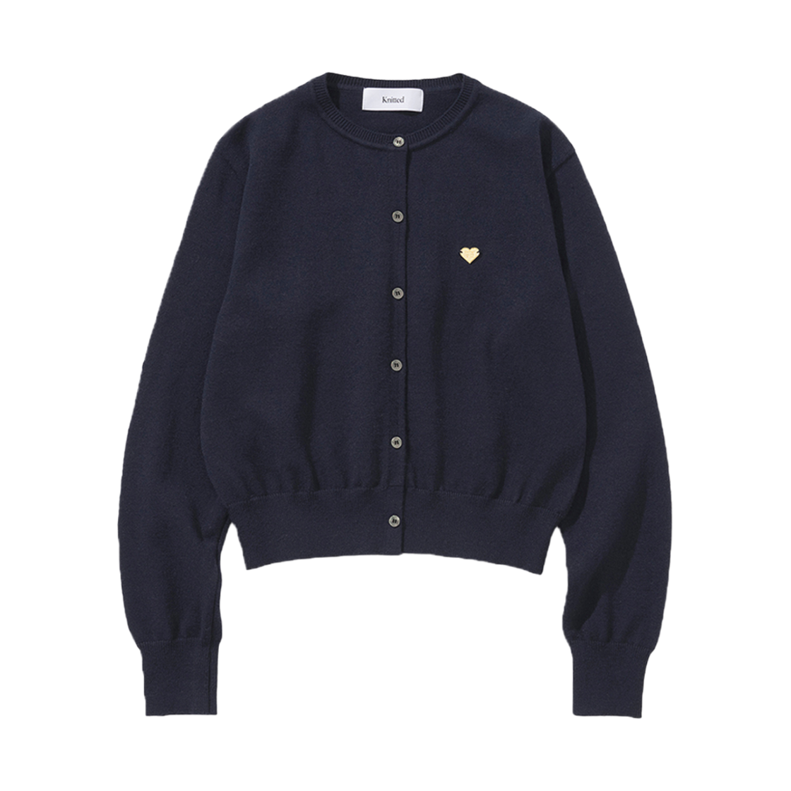 니티드 베이직 에센셜 워셔블 라운드 가디건 우먼 네이비