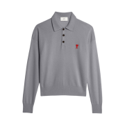 AMI de Coeur Wool Polo Heather Grey